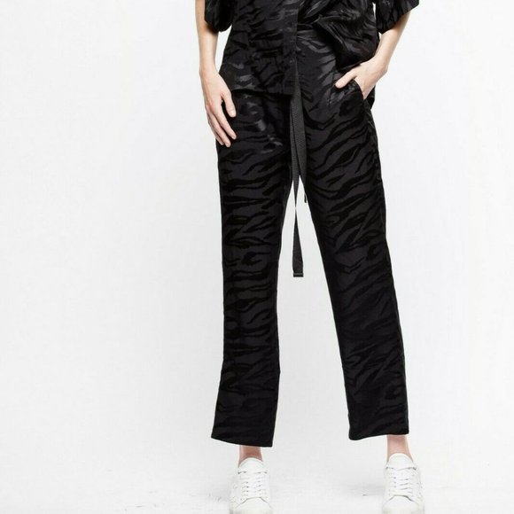 NWT Zadig & Voltaire Pop Jacquard Tigre Silk Pants Black Size Small 36 - Picture 3 of 6